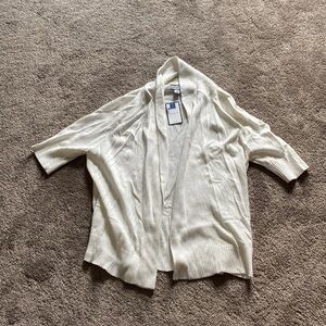 Croft & Barrow Ivory Ribbed Open Front Cardigan Sweater SIZE L